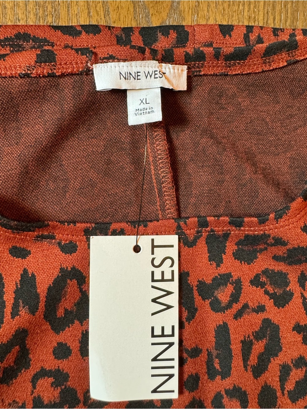 Nine West Red and Black Leopard-Print Sleeveless Tunic